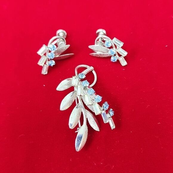 Vintage Signed Cari Art Earrings and Brooch Pin 925 Sterling Silver Set - Picture 1 of 2